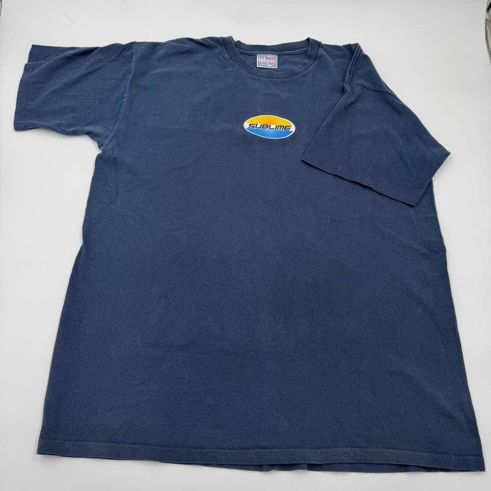 Vintage 90 Sublime Sun wave Band T-Shirt XL Navy‎ Single Stitch All Sport Events